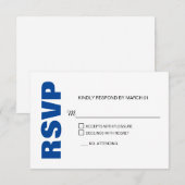 Modern Blauw Wit Trouwen RSVP Reactie Kaartje (Voorkant / Achterkant)