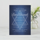 Modern Blauw Wit Typografie Formele Bar Mitzvah Kaart (Staand voorkant)