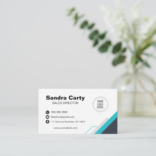 Modern blauw-wit Visitekaartje (Staand voorkant)