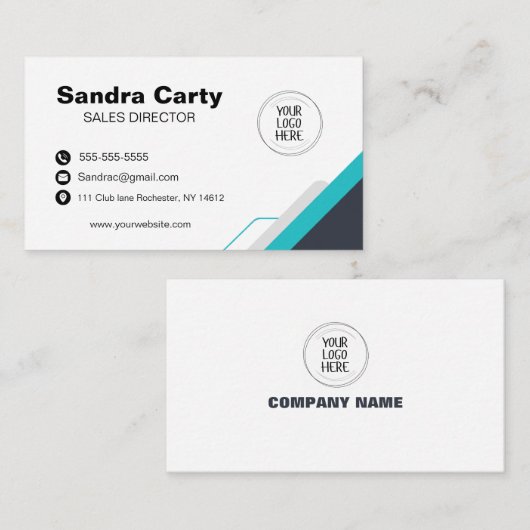 Modern blauw-wit Visitekaartje (Voorkant / Achterkant)