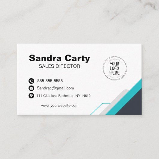 Modern blauw-wit Visitekaartje (Voorkant)