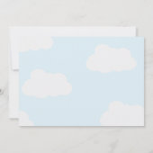 Modern Blauw & Wit Vliegtuig Baby Geboorte Aankondiging (Achterkant)