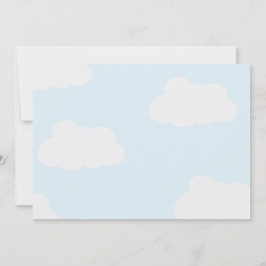 Modern Blauw & Wit Vliegtuig Baby Geboorte Aankondiging (Achterkant)