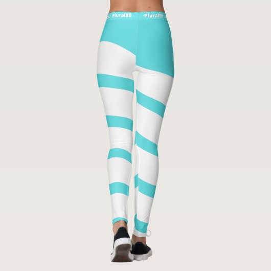 modern blauw wit werkstuk leggings (Achterkant)