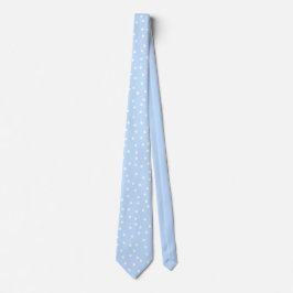 Modern Blauw Witte Stippen Bruidegom Cadeau   Stropdas