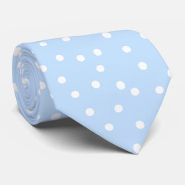 Modern Blauw Witte Stippen Bruidegom Cadeau Stropdas