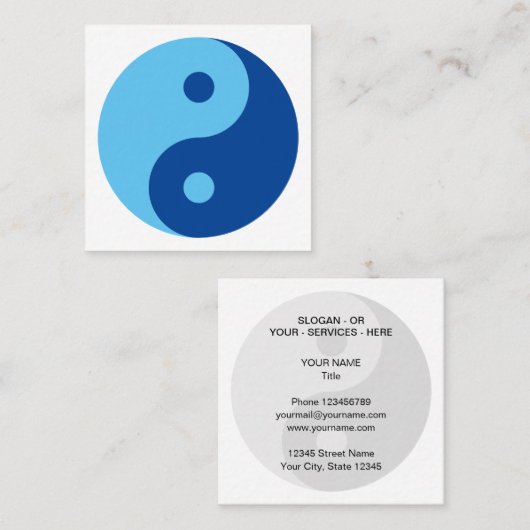 Modern blauw YinYang taichi wellness mentale gezon Vierkante Visitekaartje (Voorkant / Achterkant)