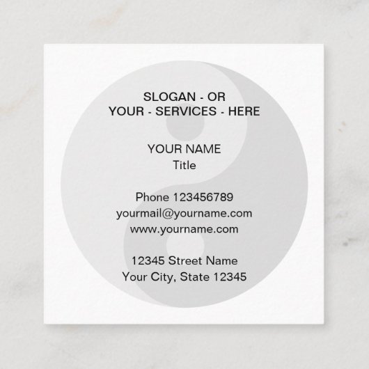 Modern blauw YinYang taichi wellness mentale gezon Vierkante Visitekaartje (Achterkant)