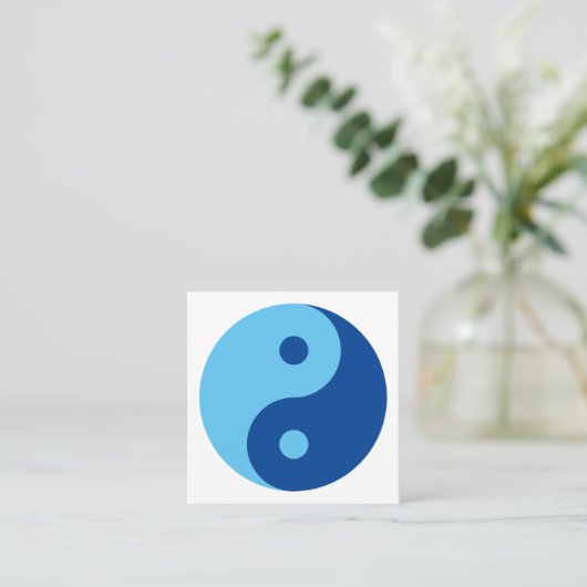 Modern blauw YinYang taichi wellness mentale gezon Vierkante Visitekaartje (Staand voorkant)