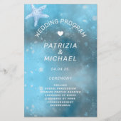 Modern blauw Zee zomer bruiloft programma Flyer (Voorkant)
