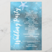 Modern blauw Zee zomer bruiloft programma Flyer (Achterkant)