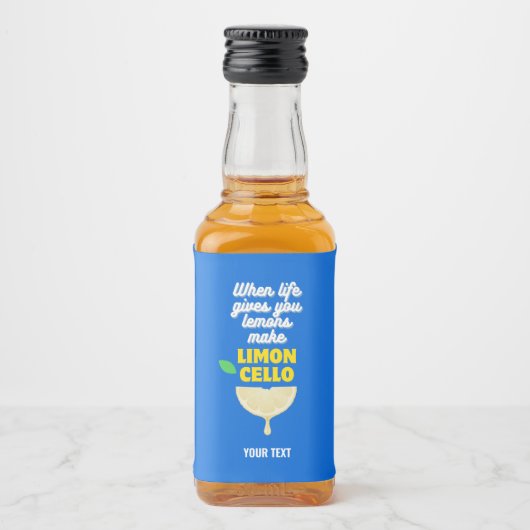 Modern Blauw Zelfgemaakte Citroenen Party Limoncel Likeurfles Etiket (Voorkant)