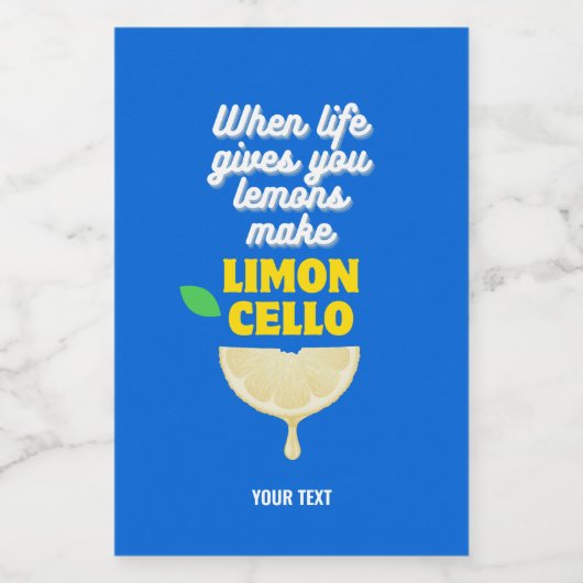 Modern Blauw Zelfgemaakte Citroenen Party Limoncel Wijn Etiket (Enkel label)