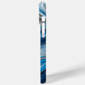 Modern Blauw Zilver Elegant Marmer Case-Mate iPhone Case (Achterkant / Links)
