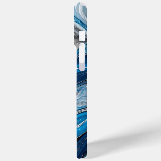 Modern Blauw Zilver Elegant Marmer Case-Mate iPhone Case (Achterkant / Links)
