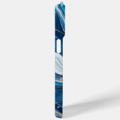 Modern Blauw Zilver Elegant Marmer Case-Mate iPhone Case (Achterkant / Rechts)