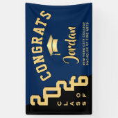 Modern Blauw Zwart Afstuderen Klasse van 2025 Part Spandoek (Verticaal)
