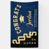 Modern Blauw Zwart Afstuderen Klasse van 2025 Part Spandoek (Verticaal)