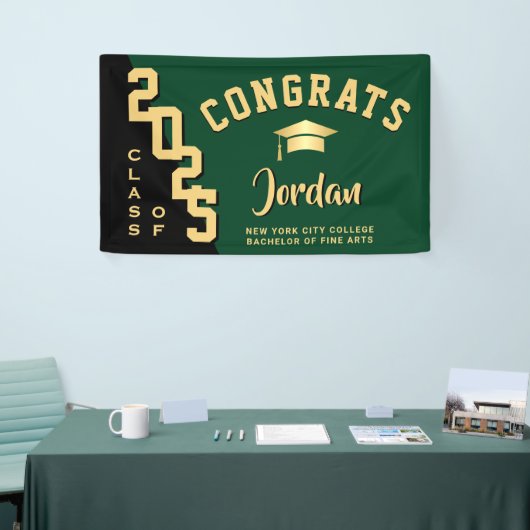 Modern Blauw Zwart Afstuderen Klasse van 2025 Part Spandoek (Beurs)