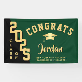 Modern Blauw Zwart Afstuderen Klasse van 2025 Part Spandoek