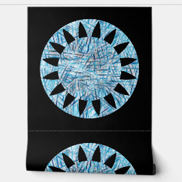 Modern blauw zwart cirkel geometrisch patroon behang