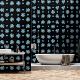 Modern blauw zwart cirkel geometrisch patroon behang