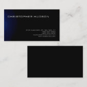 Modern Blauw Zwart Eenvoudig Effen Visitekaartje (Voorkant / Achterkant)