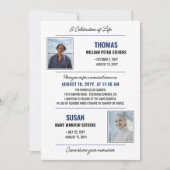 Modern Blauw Zwart Leven Viering Dubbel Memorial Kaart (Voorkant)