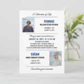 Modern Blauw Zwart Leven Viering Dubbel Memorial Kaart (Staand voorkant)