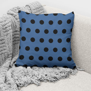 Modern blauw zwart polka stippen patroon kussen
