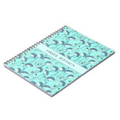 Modern Blauwe Flamingo's Patroon Notitieboek (Linkerzijde)