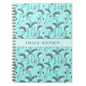 Modern Blauwe Flamingo's Patroon Notitieboek (Voorkant)