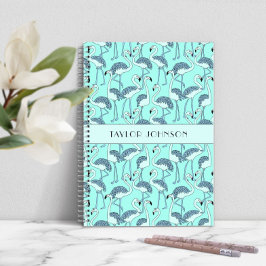 Modern Blauwe Flamingo's Patroon Notitieboek