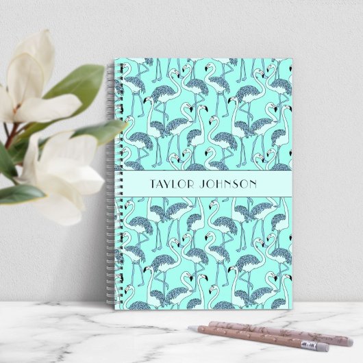 Modern Blauwe Flamingo's Patroon Notitieboek