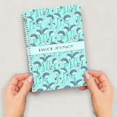 Modern Blauwe Flamingo's Patroon Notitieboek