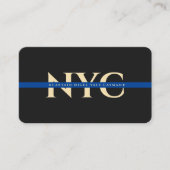 Modern Blauwe lijn Rechtshandhaving Monogram Visitekaartje (Voorkant)