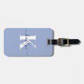 Modern Blauwe Monogram Bagagelabel (Voorkant horizontaal)