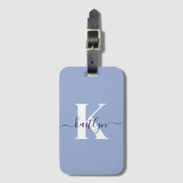 Modern Blauwe Monogram Bagagelabel