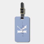 Modern Blauwe Monogram Bagagelabel (Voorkant verticaal)