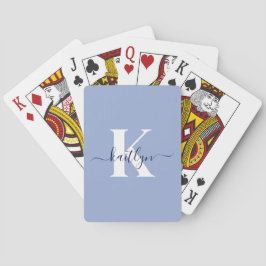 Modern Blauwe Monogram Pokerkaarten