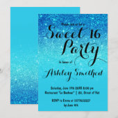 Modern Blauwe oceaan blauwgroen glitter ombre Swee Kaart (Voorkant / Achterkant)