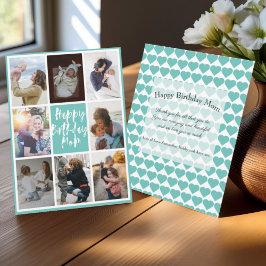 Modern Blauwgroen 8 Foto Collage Happy Birthday ma