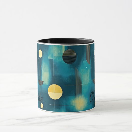 Modern Blauwgroen Abstract - gepersonaliseerd Mok (Midden)