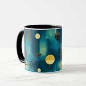 Modern Blauwgroen Abstract - gepersonaliseerd Mok (Voorkant links)