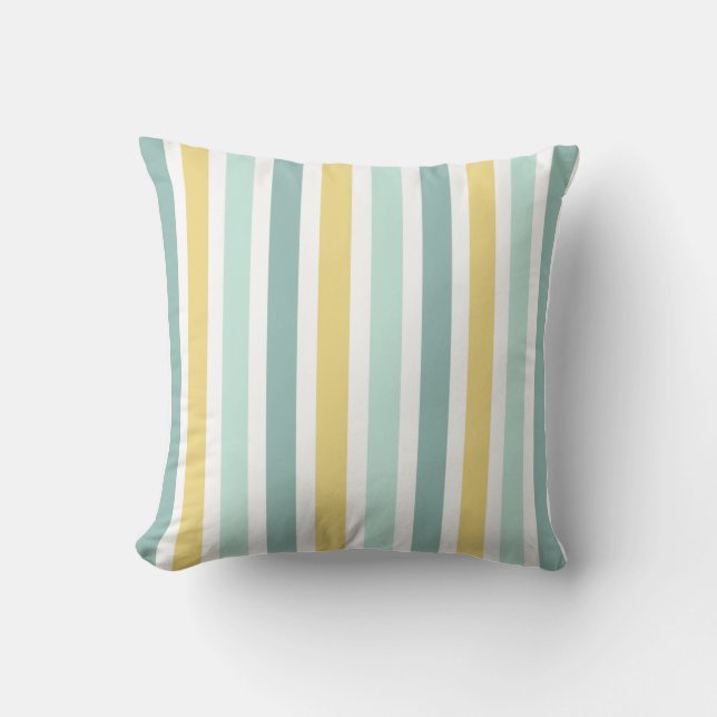 Modern Blauwgroen Aqua Gold Stripes-patroon Kussen (Voorkant)