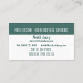 Modern Blauwgroen bestekdesign professionele chef- Visitekaartje (Achterkant)