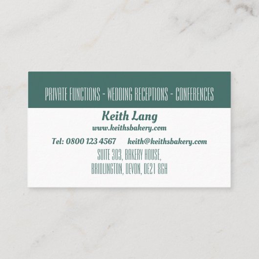 Modern Blauwgroen bestekdesign professionele chef- Visitekaartje (Achterkant)