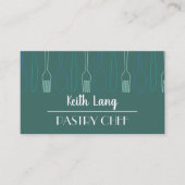 Modern Blauwgroen bestekdesign professionele chef- Visitekaartje (Voorkant)