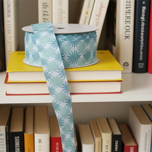 Modern Blauwgroen blauw Abstract bloemmotief Grosgrain Lint