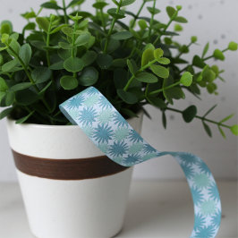 Modern Blauwgroen blauw Abstract bloemmotief Grosgrain Lint